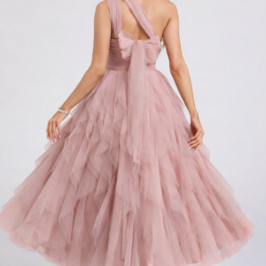 Alternative view of Convertible Tulle Tea Length Dress with Cascading Ruffles and Boning