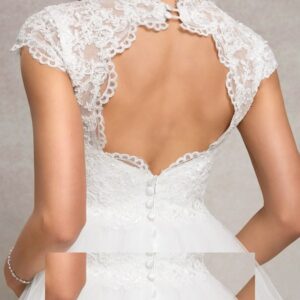 Alternative view of Maternity V Neck Lace Ball Gown Wedding Dress with Cap Sleeves