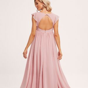 Alternative view of Maternity V Neck Flutter Sleeve Chiffon A Line Floor Length Dress