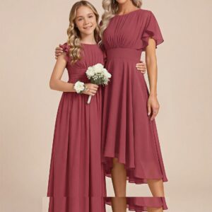Alternative view of A Line Chiffon Floor Length Dress with Scoop Neck and Flutter Sleeves