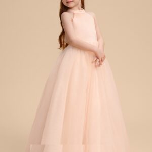Ball Gown Tulle Floor Length Dress with Detachable Train and Bow